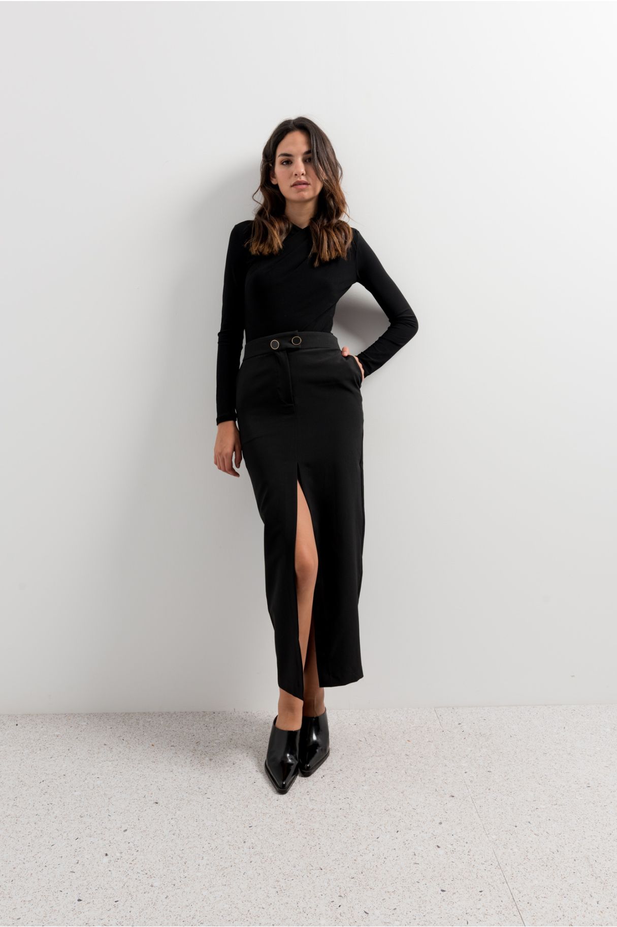 FALDA MIDI BOTONES