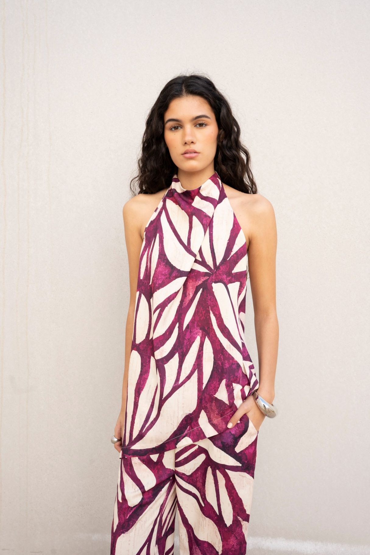 TOP HALTER STAMPATO