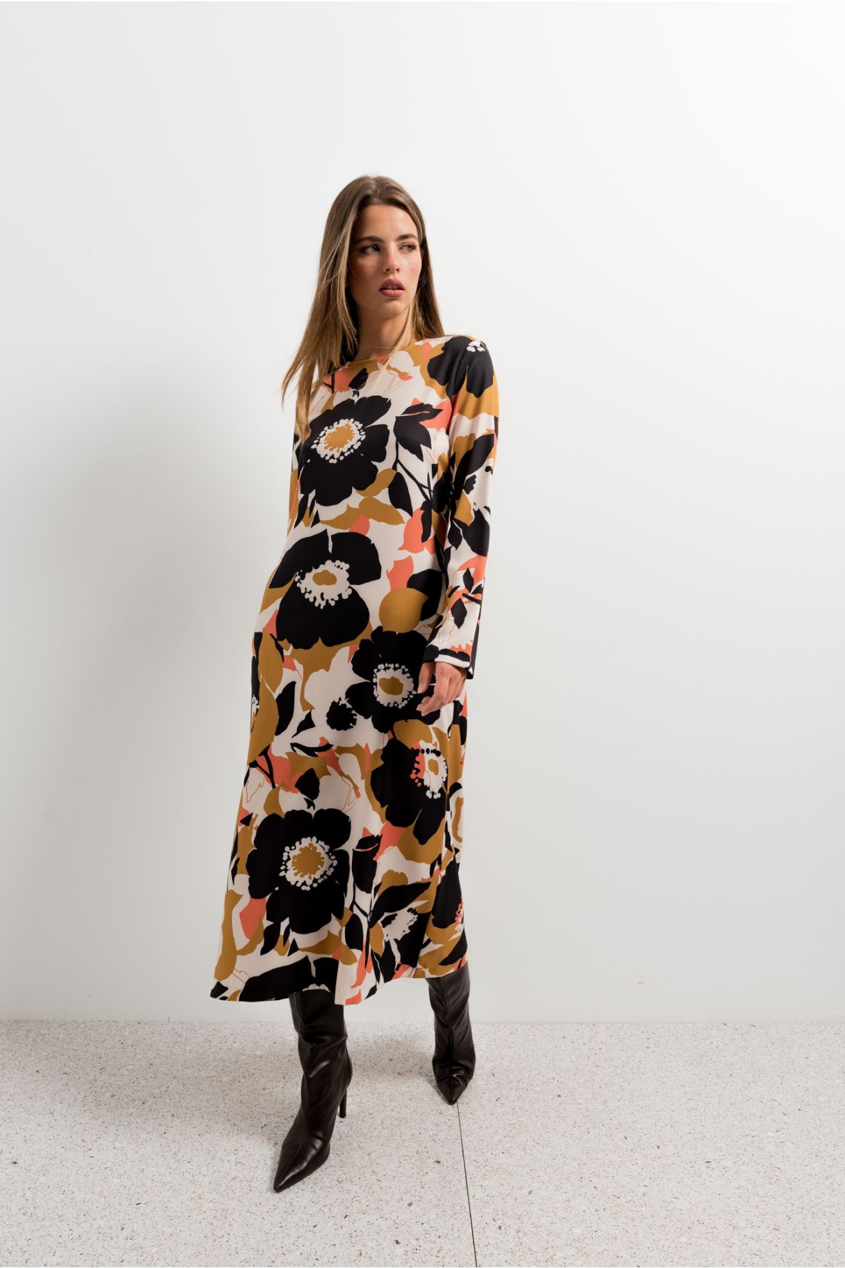 ABITO MIDI CON STAMPA FLOREALE
