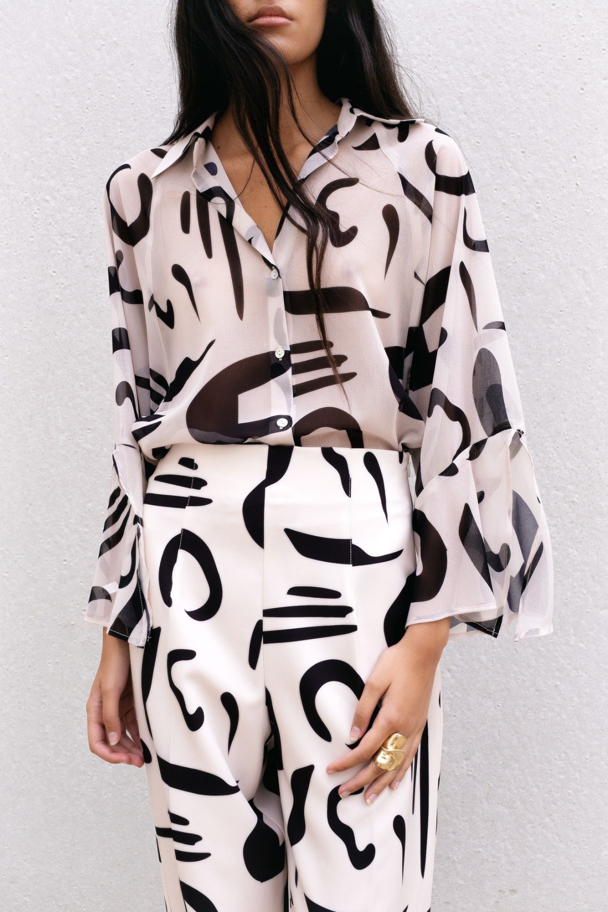 BLUSA IN CHIFFON STAMPATO